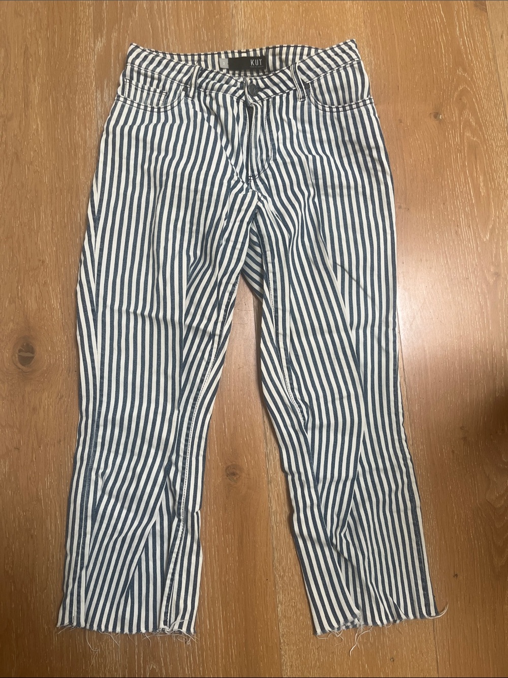 Kut Striped Wide Leg Jeans